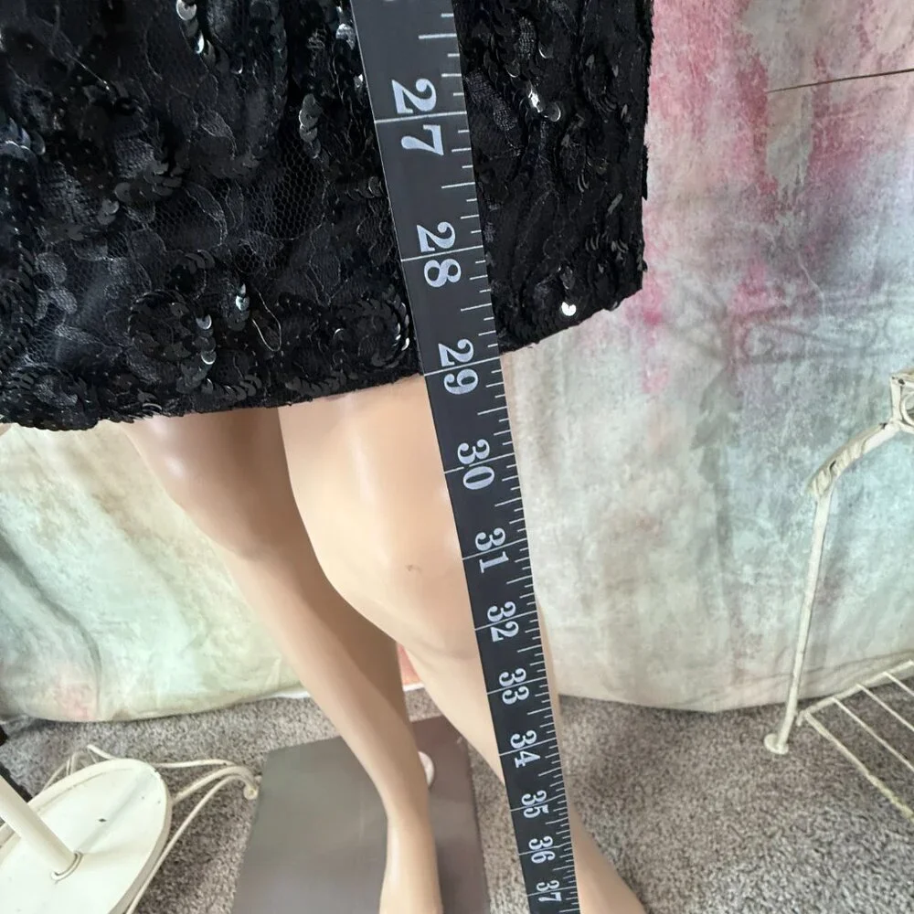 VTG📌 Mike Benet 90s Strapless Sequin Cocktail - Formal Mini Dress with Bow - Picture 7 of 16